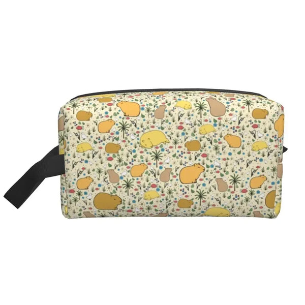 Custom Capybaras In Green Pet Travel Cosmetic Bag Women Capybara Makeup Toiletry Organizer Lady Beauty Storage Dopp Kit