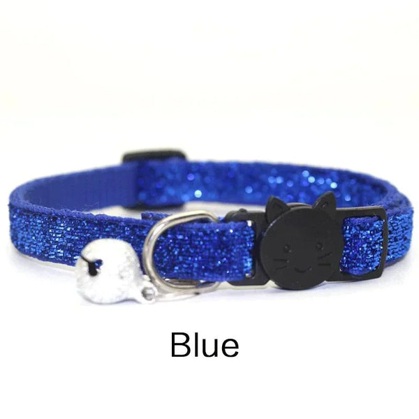 GLITTER VELVET Cat Collar  with Bell Cat Face Collar Safety Buckle