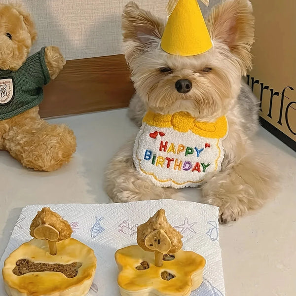 Pet's Birthday Special with this Adorable Dog, Cat Birthday Hat & Bandana Set!