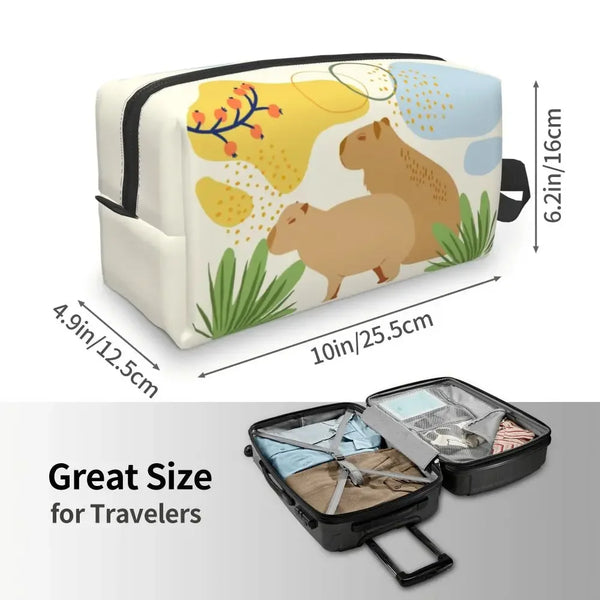 Custom Capybaras In Green Pet Travel Cosmetic Bag Women Capybara Makeup Toiletry Organizer Lady Beauty Storage Dopp Kit
