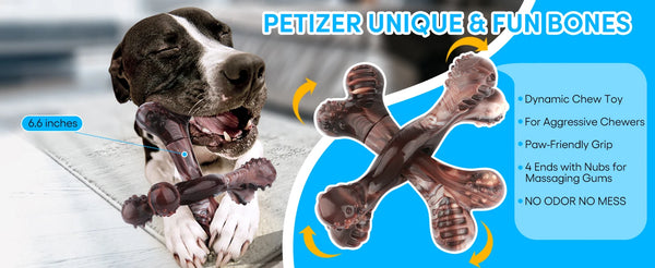Chew Toy For Aggressive Dogs, Virtually Indestructible Nylon Bones, Tough Teeth Cleaning Toy For Small, Medium Or Large Dogs