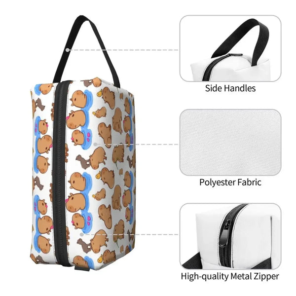 Custom Capybaras In Green Pet Travel Cosmetic Bag Women Capybara Makeup Toiletry Organizer Lady Beauty Storage Dopp Kit