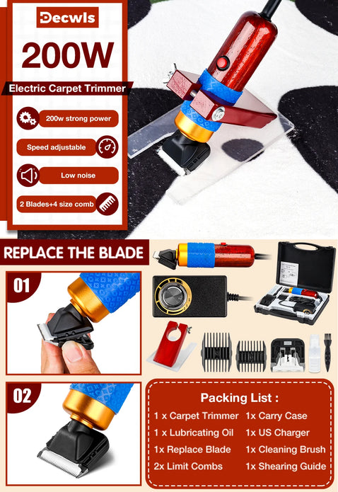 200W Electric Scissors, Home Carpet Tufting Scissors, DIY Trimming Tools, 100V-240V Electric Pet Scissors,Low Noise Dog Clippers