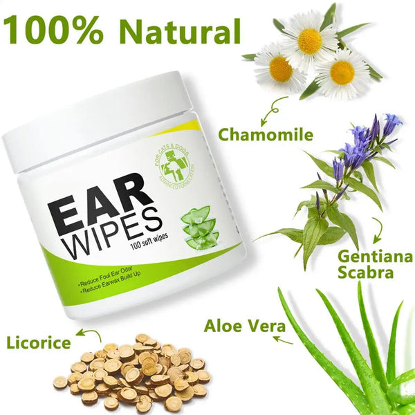 Finger Wipes For Dogs Ears Puppy Cleaning Wipes Ear Drops Set 100X Descaling Liquid 60ml For Home Travel Pet Care Supplies For