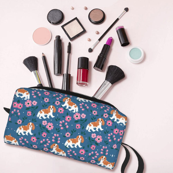 Custom Travel Cavalier King Charles Spaniel Toiletry Bag Portable Pet Dog Makeup Cosmetic Organizer for Women Storage Dopp Kit