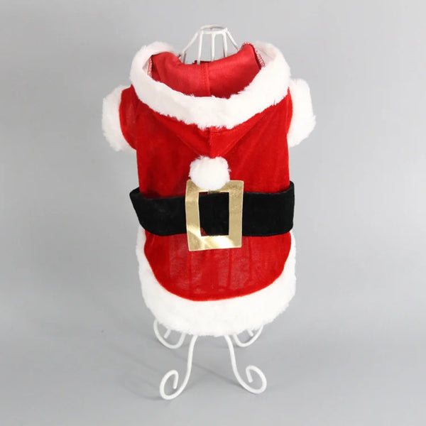 Santa Christmas Costume Clothes for Pets Hooded Coat Jackets