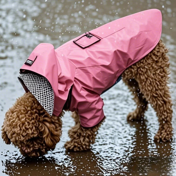 Reflective Dog Raincoat for Large Breeds, Waterproof Windproof Hooded Pet Poncho with Adjustable Straps, High Visibility