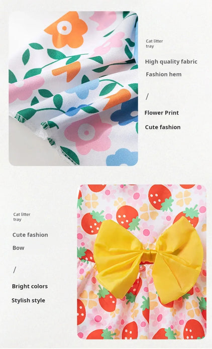 FLORAL Dress Dog and cat  Bowknot Summer Clothes Fashion Pet Clothing