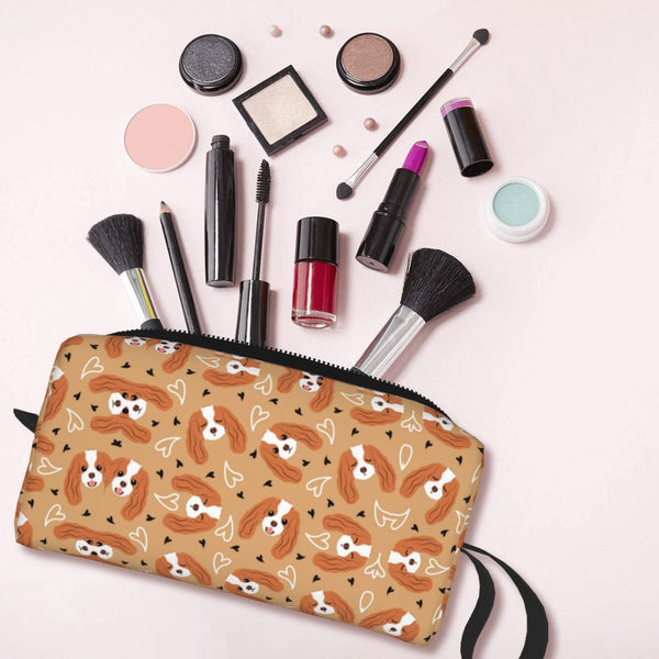 Custom Travel Cavalier King Charles Spaniel Toiletry Bag Portable Pet Dog Makeup Cosmetic Organizer for Women Storage Dopp Kit