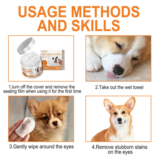 Pet wipes for cats and dogs to remove tear stains Bichon Teddy Bomei eye cleaning to remove eye stains and eye mucus care suppli
