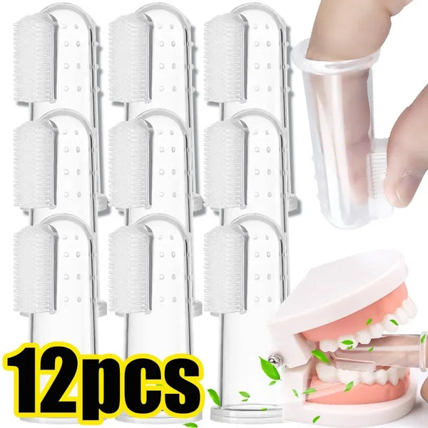 Silicone Soft Pet Finger Cuff Toothbrushes Dog Brush Bad Breath Tartar Teeth Care Tool Cat Cleaning Scrub Silicagel Pet Supplies