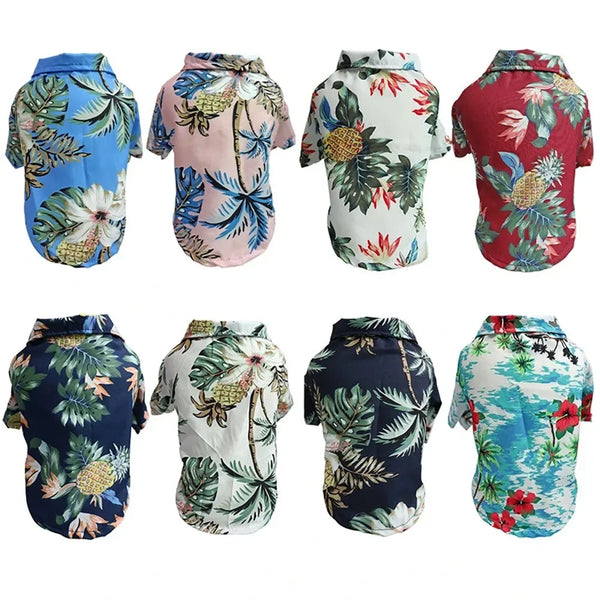 Hawaiian Floral Style pet Clothes Fashion Casual Summer Beach T-Shirts