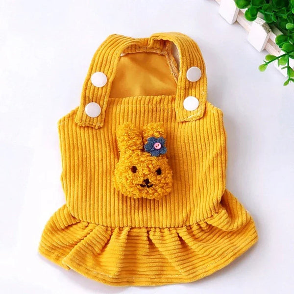 Pet Princess Skirt Corduroy Strap Dress Suspenders Tutu Skirt Pet Cats And Dogs Warm Clothes Sleeveless Cute Dog Base Clothes