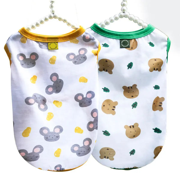 Cartoon Korean Style Dog Clothes Puppy Yorkshire Chihuahua Vest T-shirt Pets Cat Costume Supplies Small Dogs Gift Thin and light