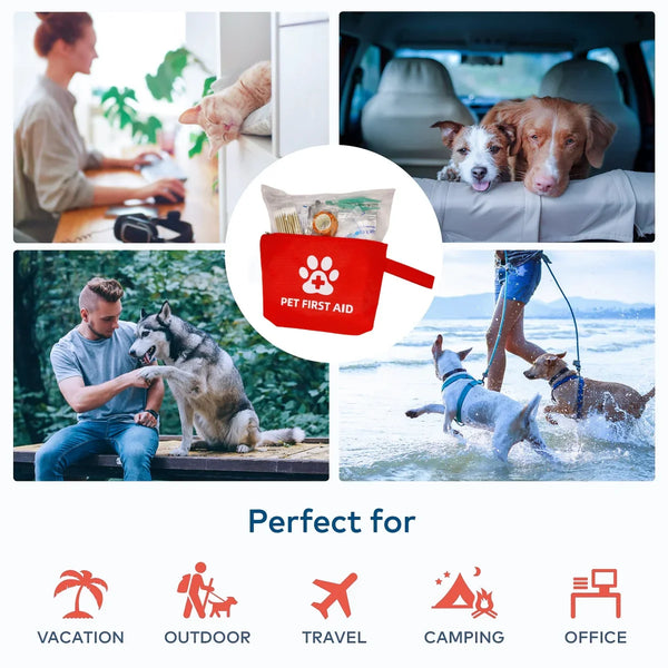 Pet Emergency Kit Dog Travel Kits for Waterproof Resistant High Visibility Reflective First Aid Pouch Cat Camping Essentials