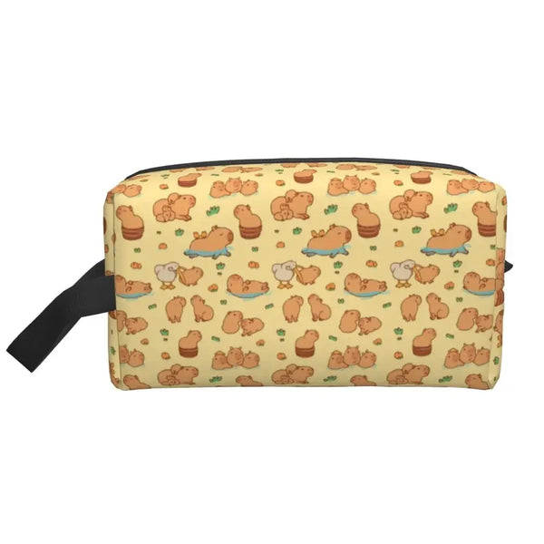 Custom Capybaras In Green Pet Travel Cosmetic Bag Women Capybara Makeup Toiletry Organizer Lady Beauty Storage Dopp Kit