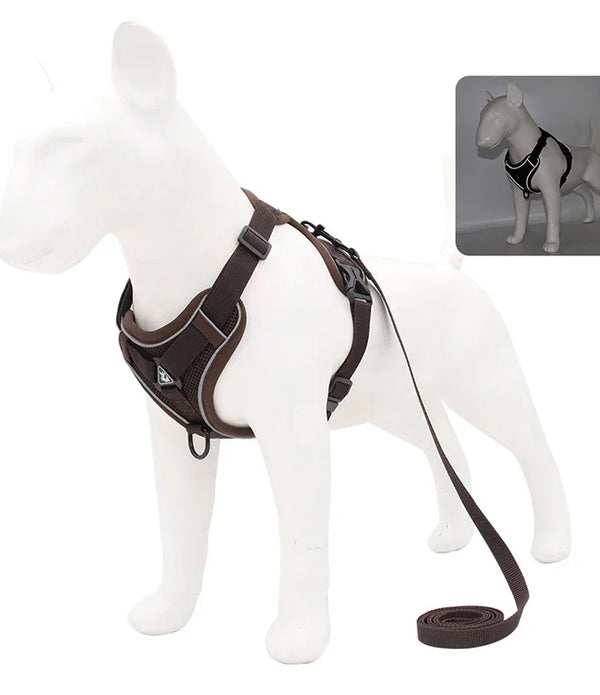 No Pull Dog Harness and Leash Set Adjustable Pet Harness Vest For Small Dogs Cats Reflective Mesh Dog Chest Strap French Bulldog