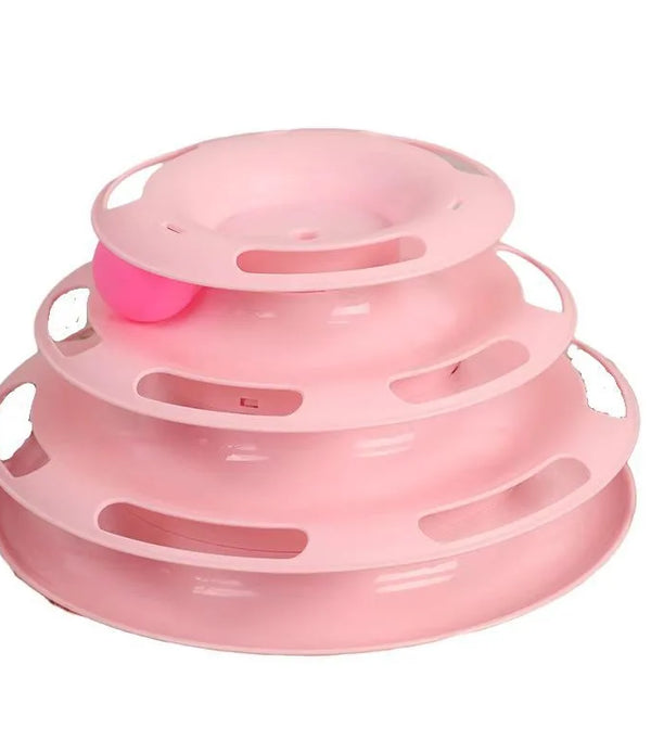 Pet cat toy Three-layer ball cat Turntable Cat interactive educational track toy cat space tower play plate