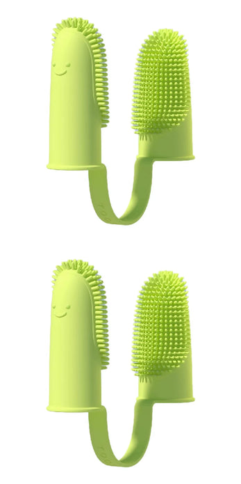 2pcs Dog Super Soft Double Finger Toothbrush Pet Teeth Clean Breath Care TPR Tooth Brush Clean Tool Dog Toothbrush Accessories