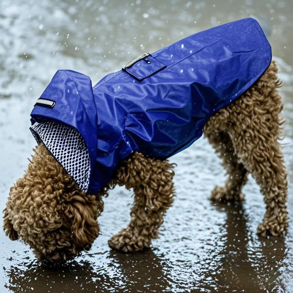 Reflective Dog Raincoat for Large Breeds, Waterproof Windproof Hooded Pet Poncho with Adjustable Straps, High Visibility