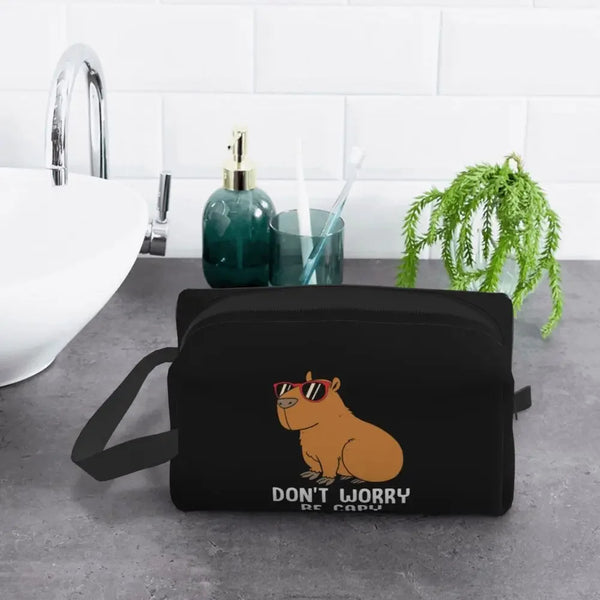 Custom Capybaras In Green Pet Travel Cosmetic Bag Women Capybara Makeup Toiletry Organizer Lady Beauty Storage Dopp Kit