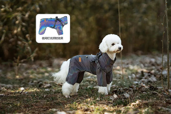 Dog Raincoat with Harness Waterproof Pet Jumpsuit for Small Medium Dogs Adjustable Reflective Puppy Rain Coat Chihuahua Rainwear