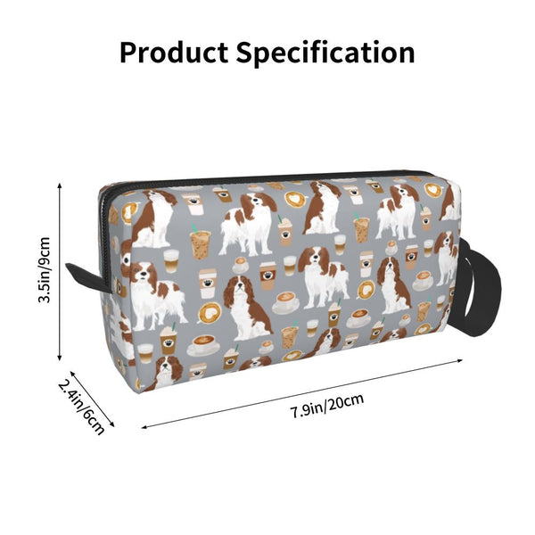 Custom Travel Cavalier King Charles Spaniel Toiletry Bag Portable Pet Dog Makeup Cosmetic Organizer for Women Storage Dopp Kit