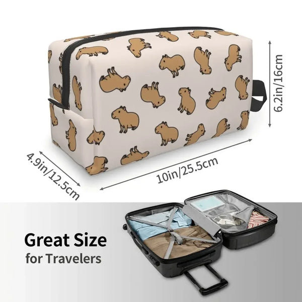 Custom Capybaras In Green Pet Travel Cosmetic Bag Women Capybara Makeup Toiletry Organizer Lady Beauty Storage Dopp Kit