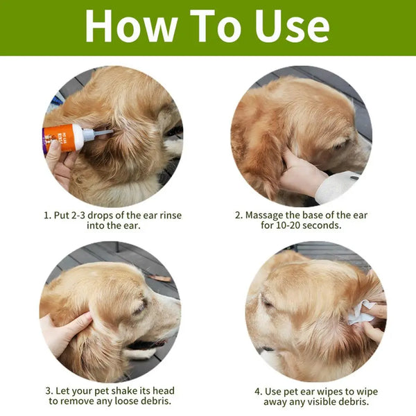 Finger Wipes For Dogs Ears Puppy Cleaning Wipes Ear Drops Set 100X Descaling Liquid 60ml For Home Travel Pet Care Supplies For