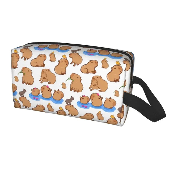 Custom Capybaras In Green Pet Travel Cosmetic Bag Women Capybara Makeup Toiletry Organizer Lady Beauty Storage Dopp Kit