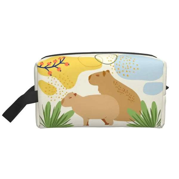 Custom Capybaras In Green Pet Travel Cosmetic Bag Women Capybara Makeup Toiletry Organizer Lady Beauty Storage Dopp Kit