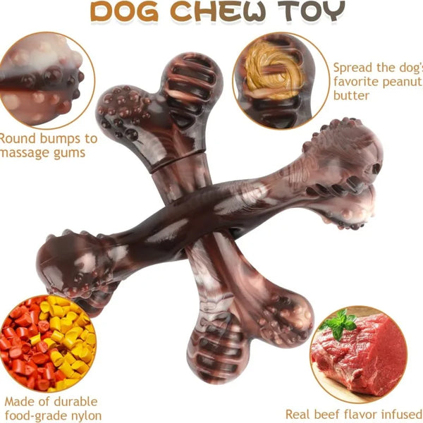 Chew Toy For Aggressive Dogs, Virtually Indestructible Nylon Bones, Tough Teeth Cleaning Toy For Small, Medium Or Large Dogs