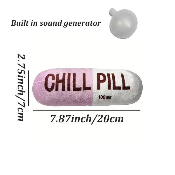 CHILL Pill-Shaped Dog Toy with Squeaker - Durable, Pet Play and Dental Health