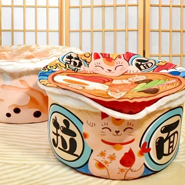 Noodle-Shaped Fleece-Lined Pet Bed Warm Breathable Detachable Round Cat Nest Flip Cover Four Seasons Universal Dog Kennel
