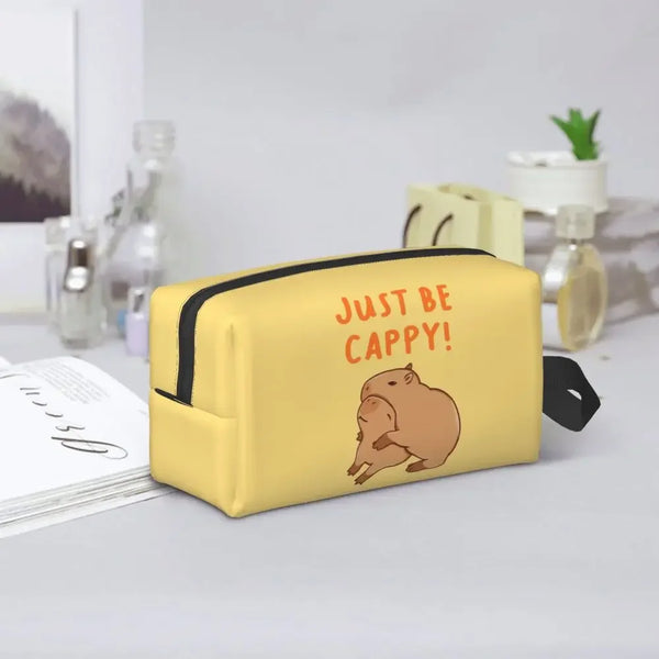 Custom Capybaras In Green Pet Travel Cosmetic Bag Women Capybara Makeup Toiletry Organizer Lady Beauty Storage Dopp Kit