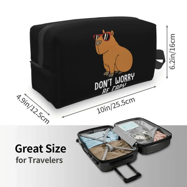 Custom Capybaras In Green Pet Travel Cosmetic Bag Women Capybara Makeup Toiletry Organizer Lady Beauty Storage Dopp Kit