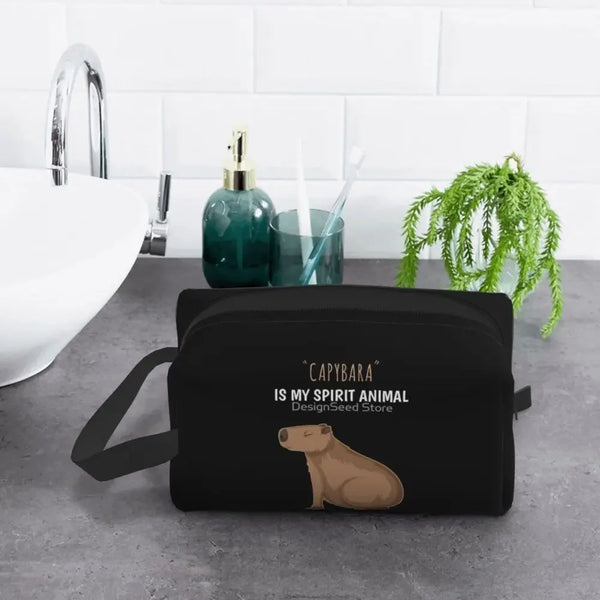 Custom Capybaras In Green Pet Travel Cosmetic Bag Women Capybara Makeup Toiletry Organizer Lady Beauty Storage Dopp Kit