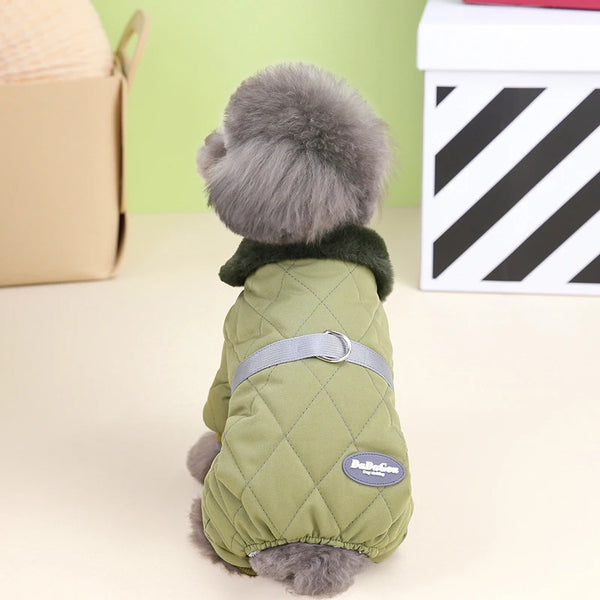 Fur Collar Dog Overalls with D Ring Winter Dog Clothes for Small Dogs Puppy Jumpsuit Chihuahua Jacket Poodle Costumes Pet Coats