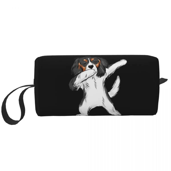 Custom Travel Cavalier King Charles Spaniel Toiletry Bag Portable Pet Dog Makeup Cosmetic Organizer for Women Storage Dopp Kit