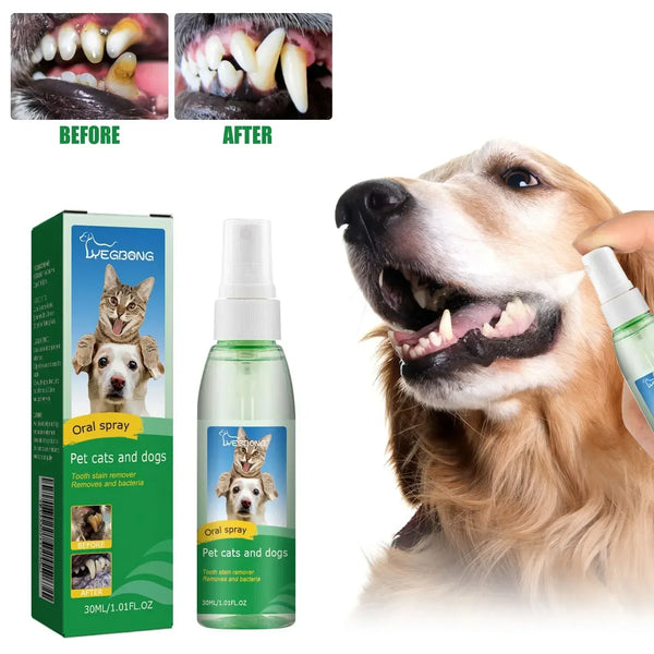 Pet Teeth Cleaning Spray Dog Cat Teeth Calculus Stain Remover Deodorant Kitten Bad Breath Treatment Pet Oral Care Tool