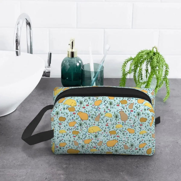 Custom Capybaras In Green Pet Travel Cosmetic Bag Women Capybara Makeup Toiletry Organizer Lady Beauty Storage Dopp Kit