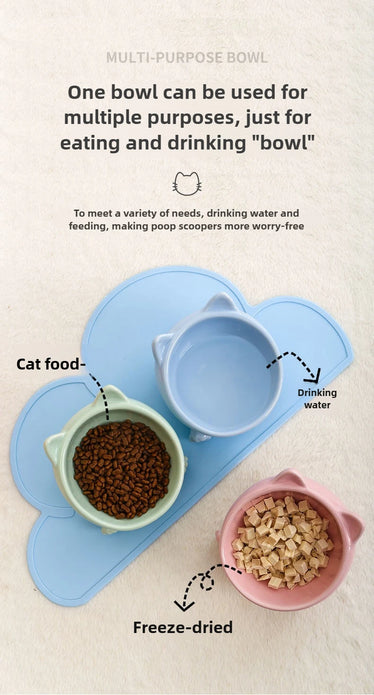 Cat Bowl Pet Accessories Ceramic Diagonal High Feet Cute Protection Cervical Spine Dog Bowl Drink Water Bowl Pet Supplies