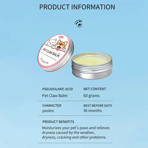 Paw Balm Dog Feet 50g Cat Dog Nose Protector Cream Pet Feet Soothing Moisturizer Pet Crack Feet Repair Accessories for Cats