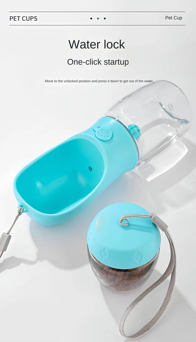 Dog Cat  Portable Feeding and Watering Supplies Portable Food Grade Material Dog Travel Pet Water Cup Bottle With Food Dispenser