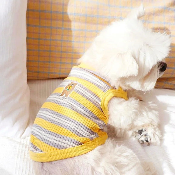 Cute Pet Vest Striped Dog Clothes Comfortable Dog Vest Breathable Puppy Shirt Summer Cat Vest Pet Pullover Bulldog Dog T-Shirt