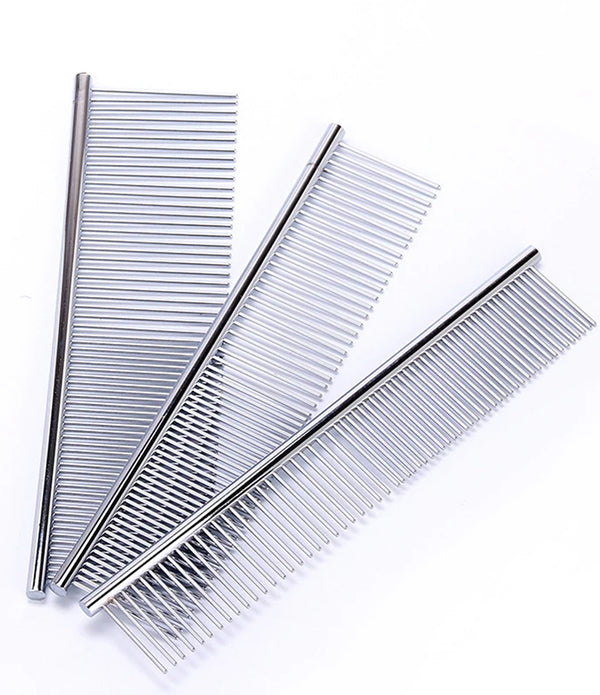 Pet Dematting Comb Stainless Steel Pet Grooming Comb for Dogs and Cats Gently Removes Loose Undercoat Flea Comb Pretty&Better