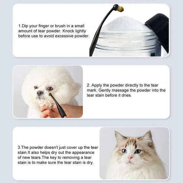 Pet Tear Stain Powder Gentle Natural Tear Stain Tears Powder Absorbing Non-Irritating Dog Eye Care Pet Supplies For All Breeds