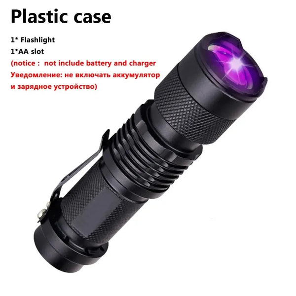 UV LED Portable Flashlight 395nm Black Light Wavelength Violet Flashlight Pet Urine Scorpion Feminine Hygiene Detector Torch