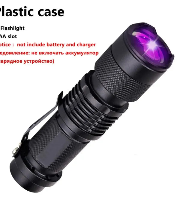 UV LED Portable Flashlight 395nm Black Light Wavelength Violet Flashlight Pet Urine Scorpion Feminine Hygiene Detector Torch