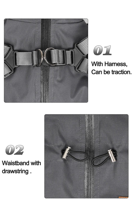 Dog Raincoat with Harness Waterproof Pet Jumpsuit for Small Medium Dogs Adjustable Reflective Puppy Rain Coat Chihuahua Rainwear